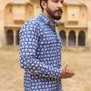 PRINTS VALLEY Men's Shirt Blue Camel Shirt