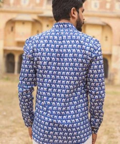 PRINTS VALLEY Men's Shirt Blue Camel Shirt