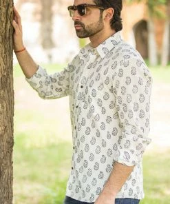 PRINTS VALLEY White Gulaab Shirt Men's Shirt