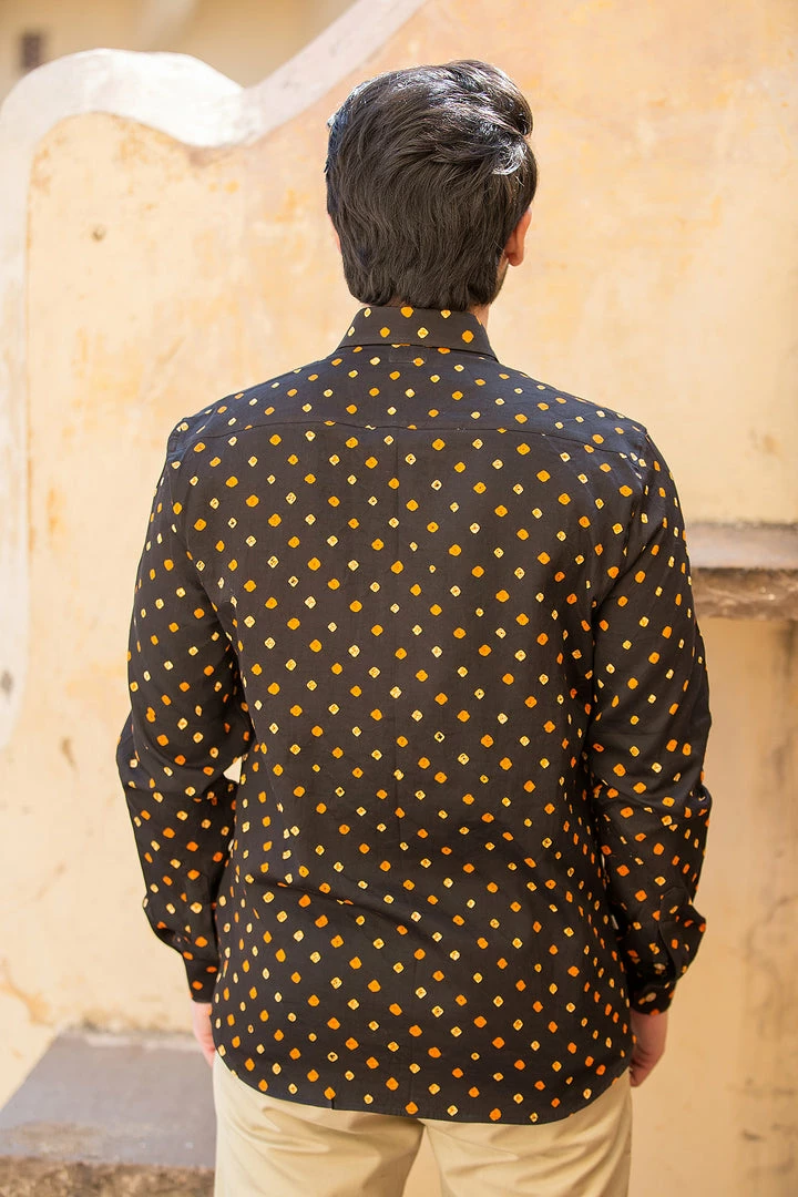 PRINTS VALLEY Black Bandhini Shirt Men's Shirt 4 PRINTS VALLEY Black Bandhini Shirt Men's Shirt