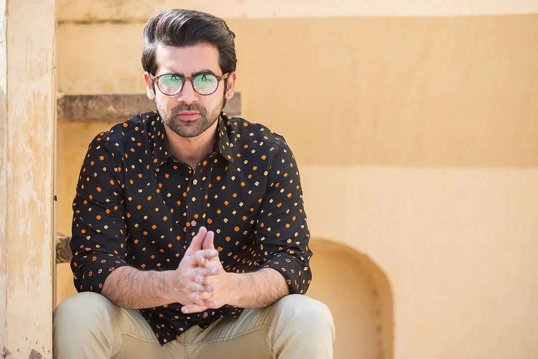 PRINTS VALLEY Black Bandhini Shirt Men's Shirt 2 PRINTS VALLEY Black Bandhini Shirt Men's Shirt