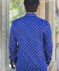 PRINTS VALLEY Men's Shirt Blue Bandhini Shirt