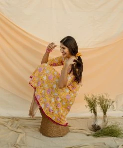 Manjal Couture Yellow Floral Swing Dress