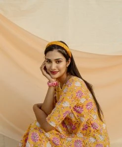 Manjal Couture Yellow Floral Swing Dress