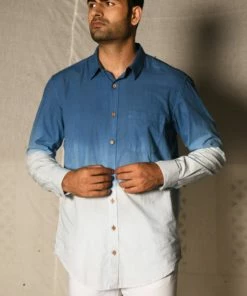 Gulaal Indigo Ombre Shirt Men's Shirt