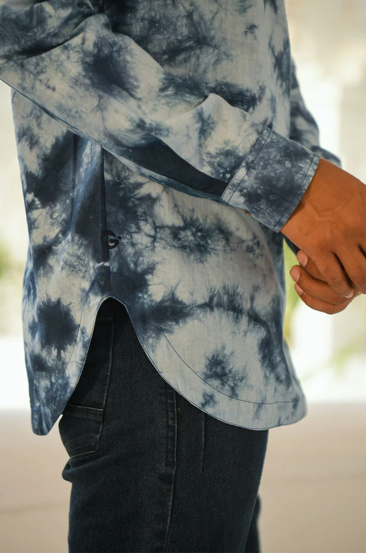 Gulaal Indigo Tie- Dye Kurta Men's Shirt 2 Gulaal Indigo Tie- Dye Kurta Men's Shirt