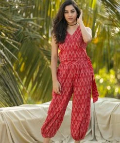 KUNDAVAI Savannah - Red Ikkat Co-ord Set