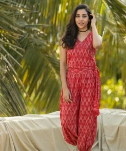 KUNDAVAI Savannah - Red Ikkat Co-ord Set