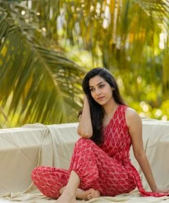 KUNDAVAI Savannah - Red Ikkat Co-ord Set