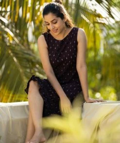 KUNDAVAI Brunette - Coffee Brown Ikkat Tunic