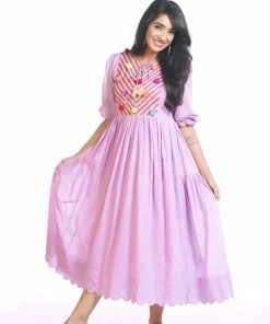 Threeness Lilac Meadow Pop Dress Breezy Summer