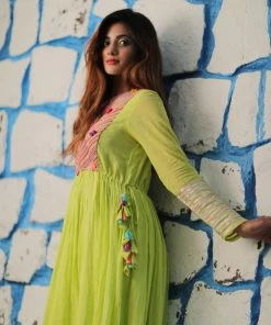 Threeness Lime Meadow Pop Dress Breezy Summer