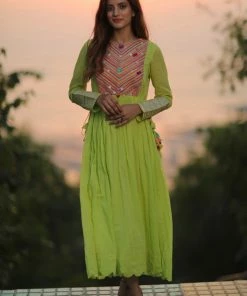 Threeness Lime Meadow Pop Dress Breezy Summer