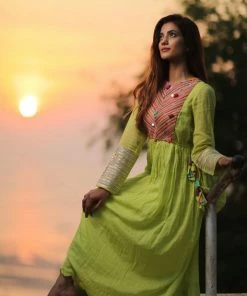 Threeness Lime Meadow Pop Dress Breezy Summer