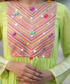 Threeness Lime Meadow Pop Dress Breezy Summer