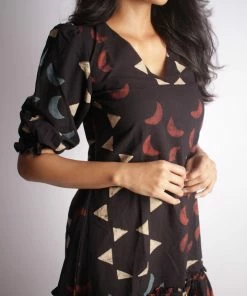 Threeness Ajrakh Moon Frill Dress 7 Threeness Ajrakh Moon Frill Dress