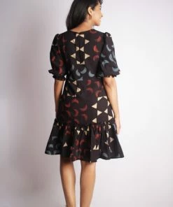 Threeness Ajrakh Moon Frill Dress 8 Threeness Ajrakh Moon Frill Dress