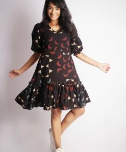 Threeness Ajrakh Moon Frill Dress 9 Threeness Ajrakh Moon Frill Dress