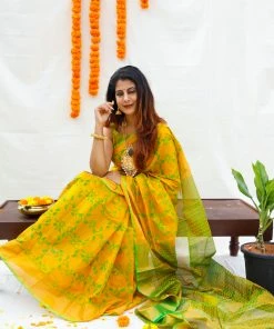 Tashi Threads Mandaara - Manjal Sarees