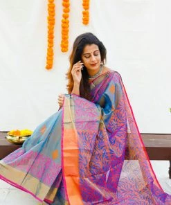Tashi Threads Sarees Mandaara - Nilam