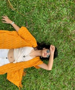 Threeness Mustard Ikat Kimono Jacket Breezy Summer