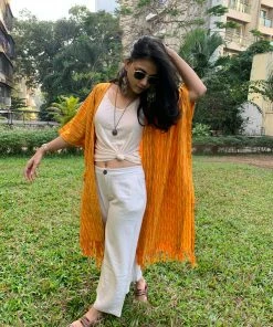 Threeness Mustard Ikat Kimono Jacket Breezy Summer