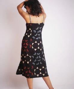 Threeness Breezy Summer Moon Ajrakh Slip Dress