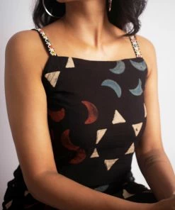 Threeness Breezy Summer Moon Ajrakh Slip Dress