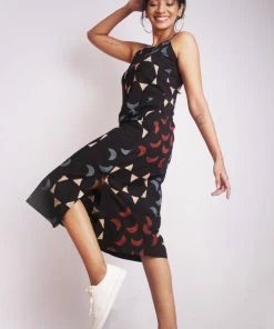 Threeness Breezy Summer Moon Ajrakh Slip Dress