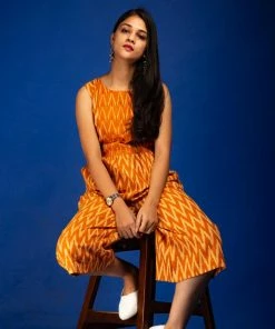 Threeness Mustard Ikat Jumpsuit