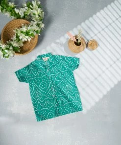 Manjal Couture Mini Corner Blue Bandhini Shirt