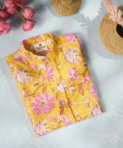 Manjal Couture Yellow Floral Shirt Mini Corner