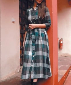 Gulaal Moss Green Flannel Shirt Dress