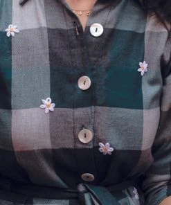 Gulaal Moss Green Flannel Shirt Dress