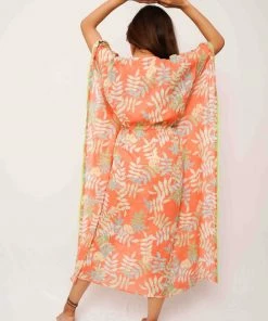 Threeness Orange Tropical Kaftan Breezy Summer