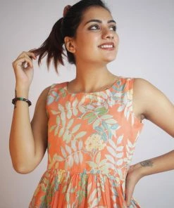 Threeness Orange Tropical Short Dress 10 Threeness Orange Tropical Short Dress