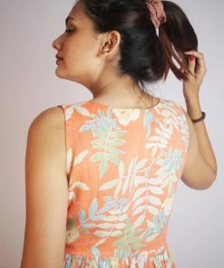 Threeness Orange Tropical Short Dress 11 Threeness Orange Tropical Short Dress