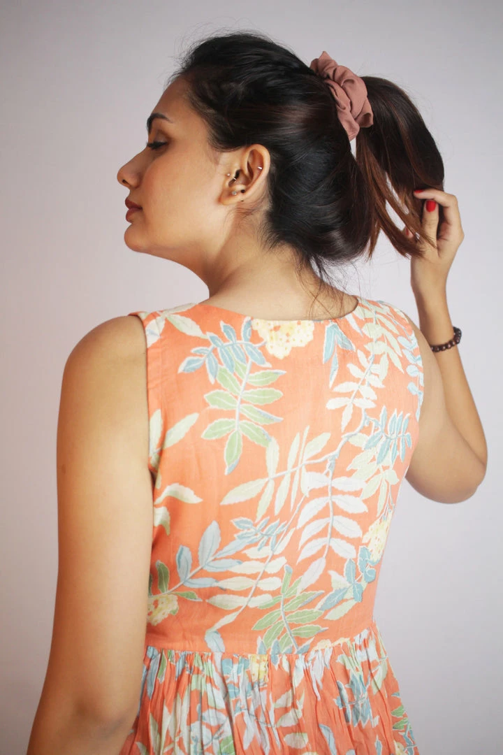 Threeness Orange Tropical Short Dress 6 Threeness Orange Tropical Short Dress