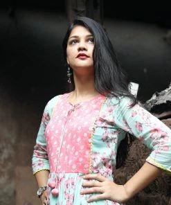 Threeness Pink Blue- Spring Dress Breezy Summer