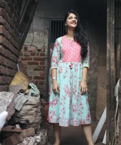 Threeness Pink Blue- Spring Dress Breezy Summer