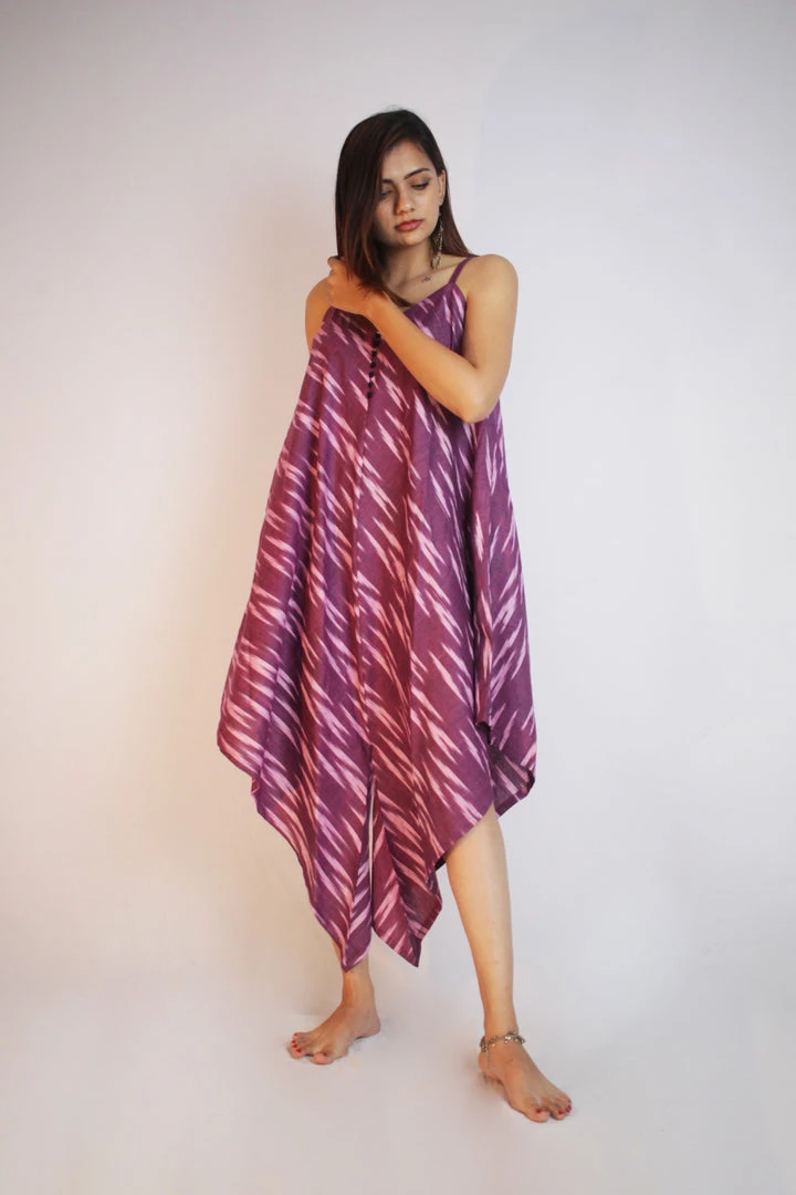 Threeness Purple Ikat Harem Jumpsuit Breezy Summer 1 Threeness Purple Ikat Harem Jumpsuit Breezy Summer