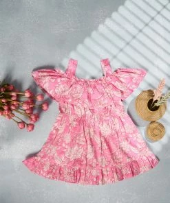 Manjal Couture Mini Corner Pink Floral Dress