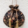 AMYRA Purse & Potli Floral Creeper Black Potli