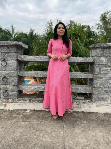 The Stitches Amrita Pink Handloom Maxi 2 The Stitches Amrita Pink Handloom Maxi
