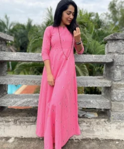 The Stitches Amrita Pink Handloom Maxi