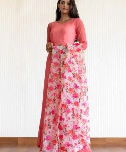 The Anarkali Store Poppy Peach Suit