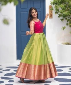 The Anarkali Store Navya - Green Off Shoulder