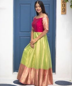 The Anarkali Store Navya - Green Off Shoulder