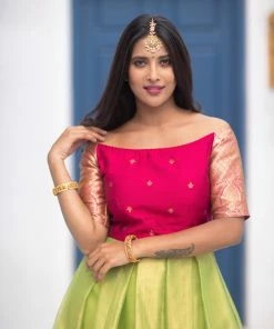 The Anarkali Store Navya - Green Off Shoulder