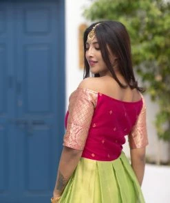The Anarkali Store Navya - Green Off Shoulder
